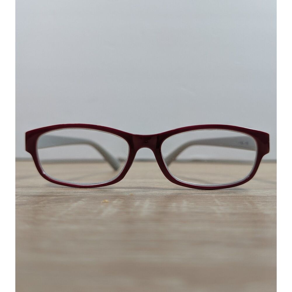 Burgundy Gray Rectangular Reading Glasses +1.50 Lightweight Plastic Frames
